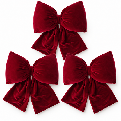 🎀 Luxury Christmas Velvet Bows | Oversized Burgundy Ribbon Ornaments | Elegant Holiday Tree & Home Decor