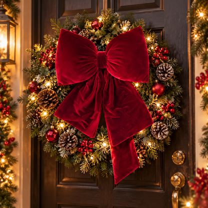 🎀 Luxury Christmas Velvet Bows | Oversized Burgundy Ribbon Ornaments | Elegant Holiday Tree & Home Decor