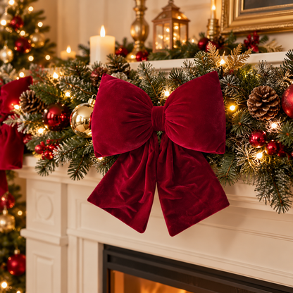 🎀 Luxury Christmas Velvet Bows | Oversized Burgundy Ribbon Ornaments | Elegant Holiday Tree & Home Decor