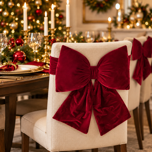 🎀 Luxury Christmas Velvet Bows | Oversized Burgundy Ribbon Ornaments | Elegant Holiday Tree & Home Decor
