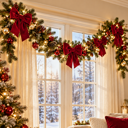 🎀 Luxury Christmas Velvet Bows | Oversized Burgundy Ribbon Ornaments | Elegant Holiday Tree & Home Decor