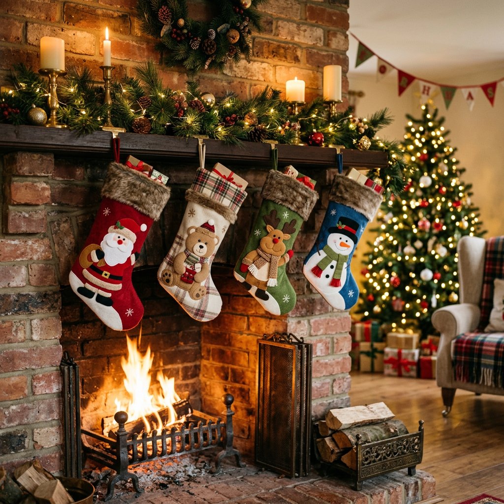 Fireplace mantel scene
