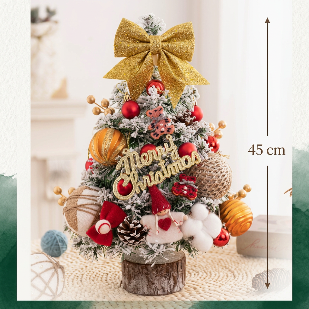 Tabletop Christmas tree with reference height marked 45 cm
