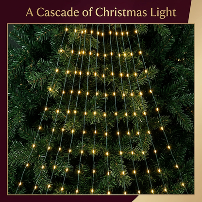 Downward cascading arrangement of fine light strands