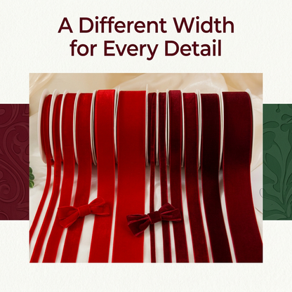 Mixed-width scarlet and burgundy ribbon detail