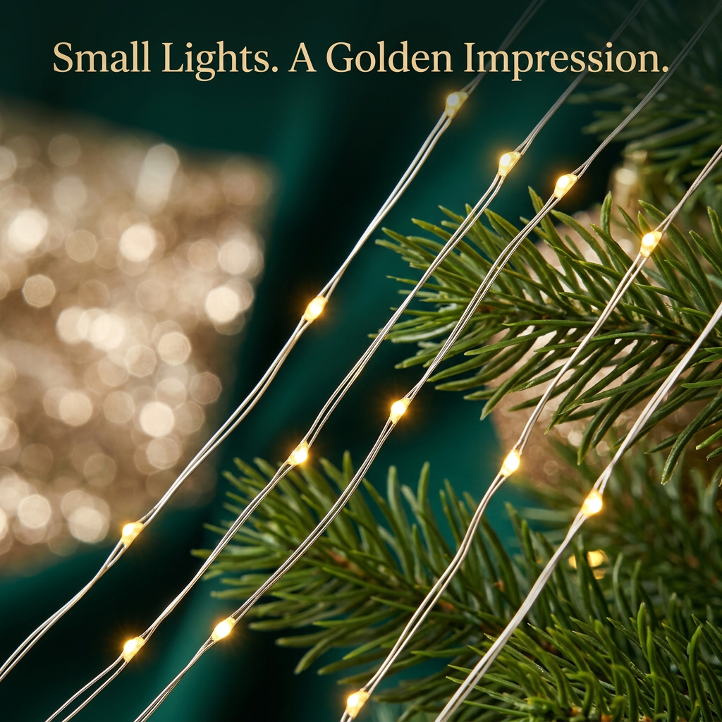 Close detail of small warm golden LED light points